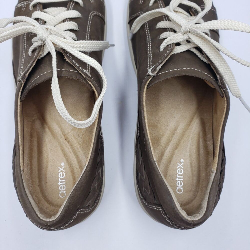 Aetrex Dana Brown Leather Lace Up Comfort Support Sneakers Womens 8.5 - Picture 4 of 11